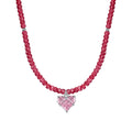 Dylam Sweet Girl Lady Dress up Jewelry S925 Silver Beads Chain Heart Shape Sparkle 5A Cubic Zirconia Pendant Necklaces