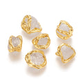 Golden Plated Brass Edge Nuggets Raw Rough Natural Quartz Crystal Beads Loose Nature Crystal Product