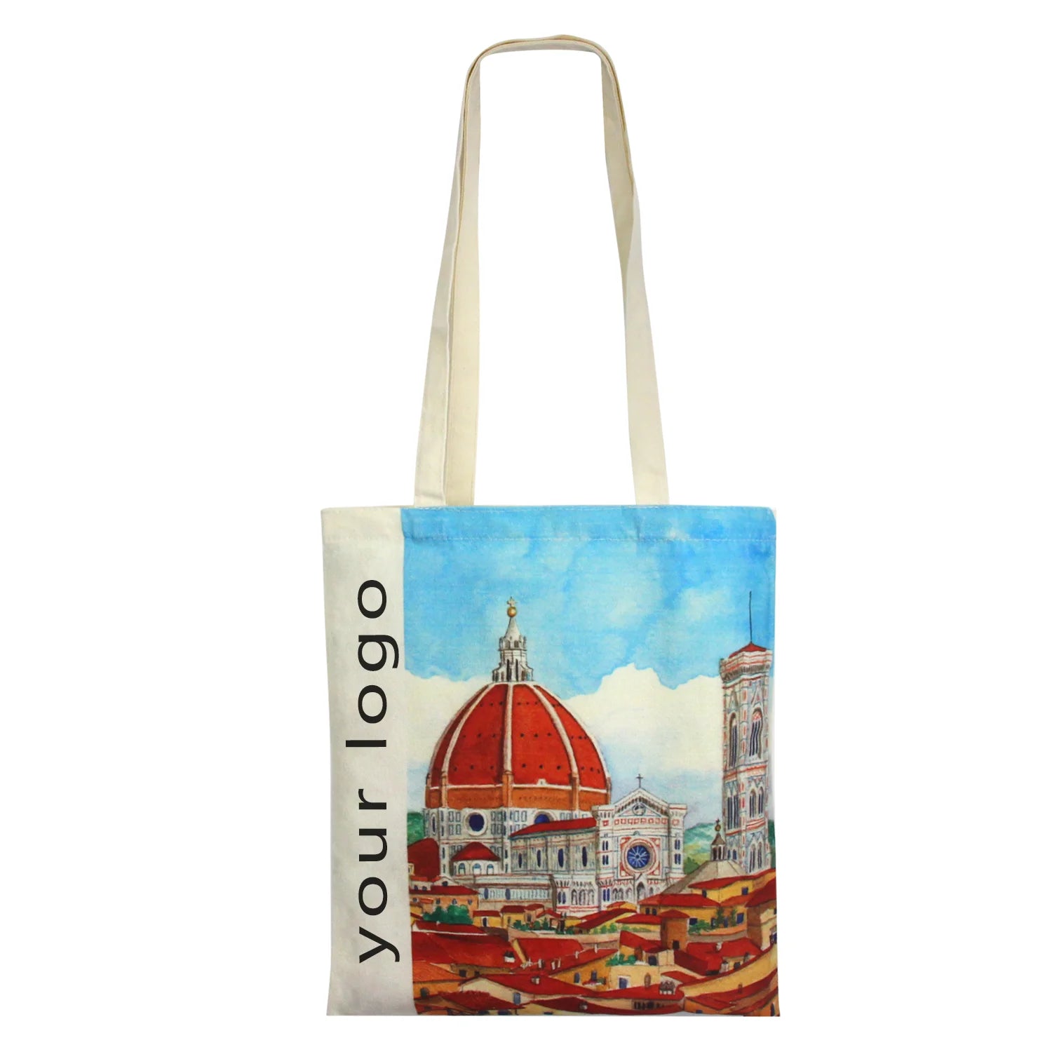 Custom Logo Eco-friendly Reusable Recycled 8oz/10oz/12oz Women Promotional Custom Colors Tote Handled Shopping Cotton Tote Bag