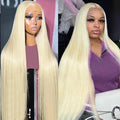 Glueless #613 Blonde Lace Front Human Hair Wigs Brazilian Straight Lace Front Wig Pre Plucked Honey Blonde Remy 13*4 Lace Wigs
