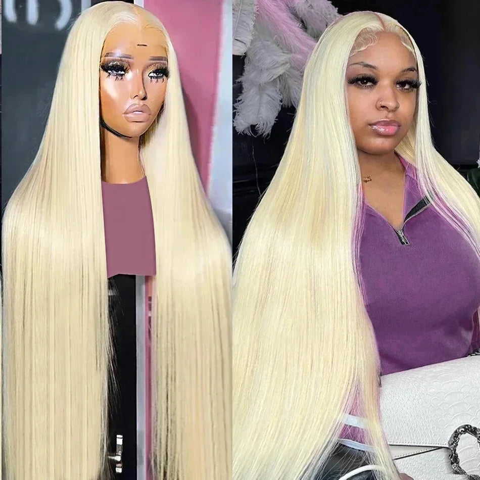 Glueless #613 Blonde Lace Front Human Hair Wigs Brazilian Straight Lace Front Wig Pre Plucked Honey Blonde Remy 13*4 Lace Wigs