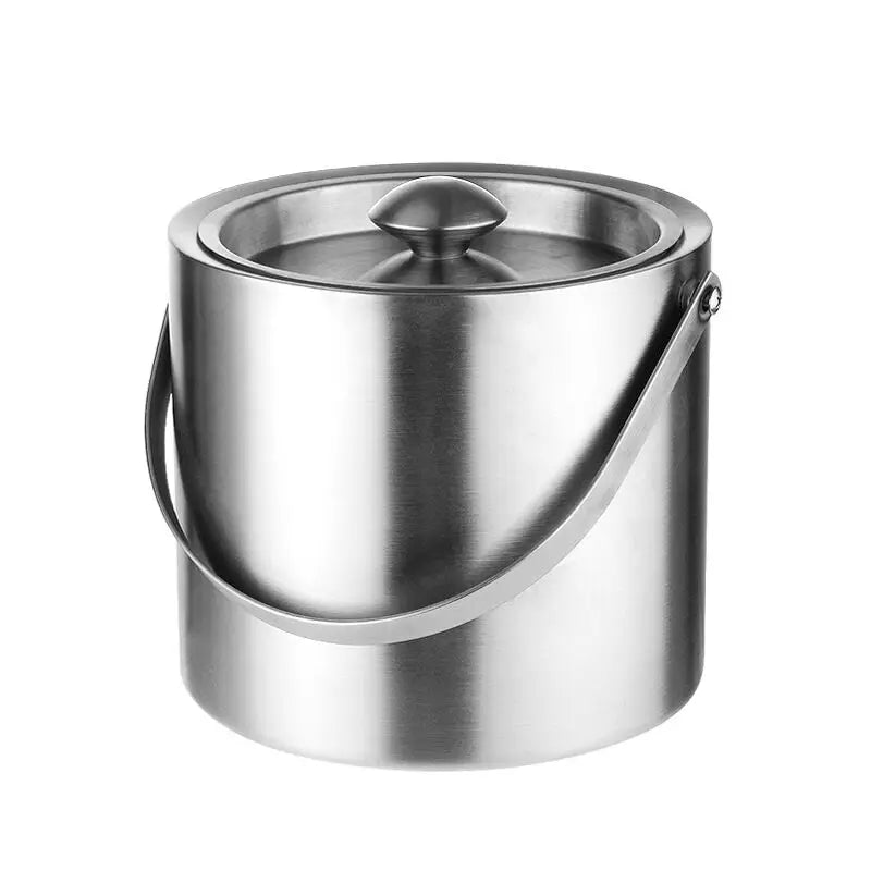 Double-Wall 2L/3L Stainless Steel Insulated Chilling Ice Buckets Coolers & Holders with Lid Tong Handle