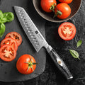 High End M390 Damascus Steel Kitchen Slicing Knives Black Carbon Fiber Resin Handle Razor Sharp Santoku Knife New