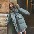 Women Thicken Warm Winter Coat Fur Collar Long Women Puffer Jacket With Hood