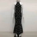 C3846 Migugarment Summer Good Quality Nail Pearls Embroidered Ball Gown Black Women Maxi Party Dress for Women 's Evening Dress