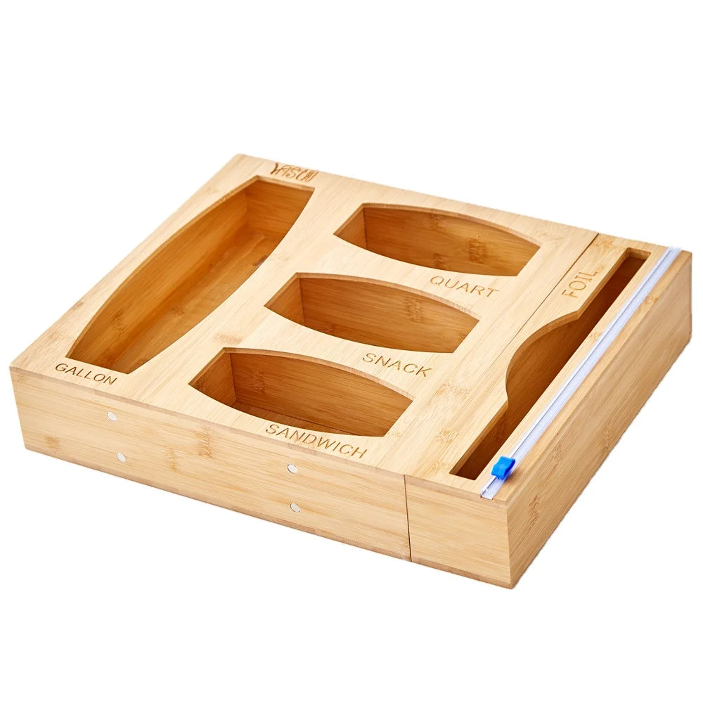 Ziplock Bag Storage Organizer for Kitchen Drawer Openable Top Lid Food Storage Bag Holders Box
