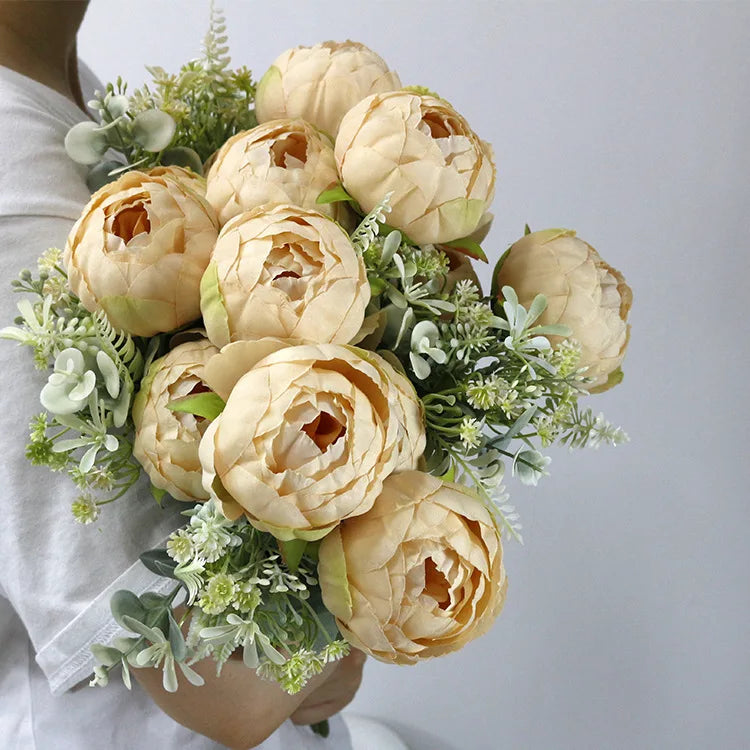 Artificial Peony Rose Silk Flowers Bouquet Home Wedding Decoration Artificial Peony Flower Wholesale