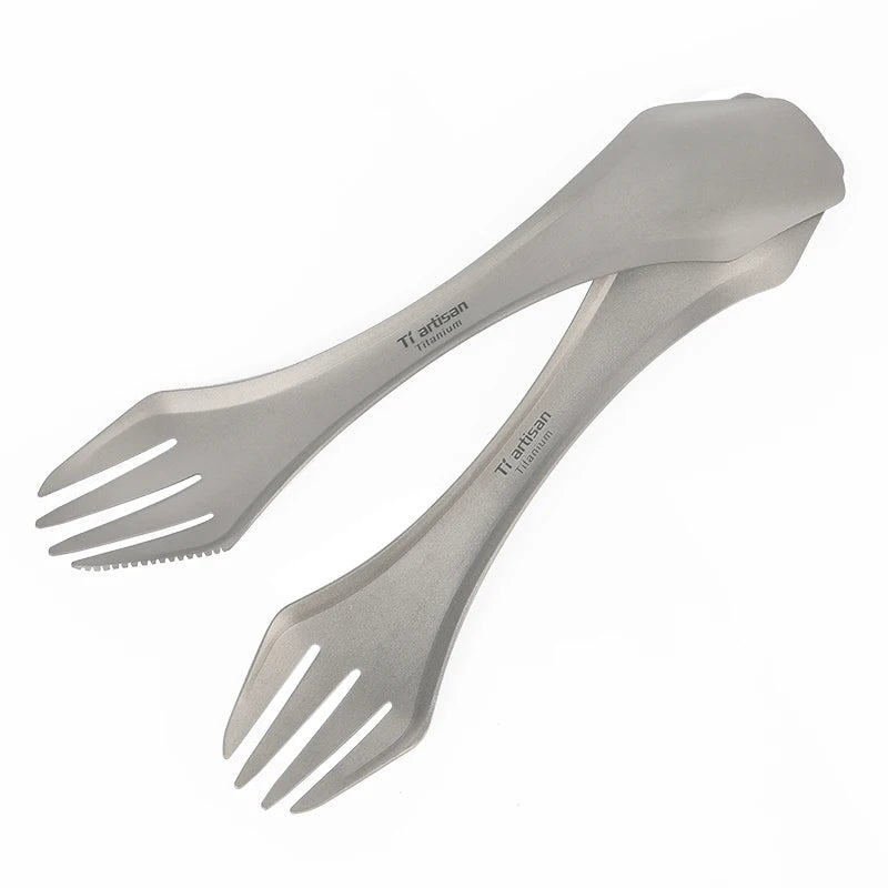 High Quality  Spoon Fork Knife  Ultra Lightweighthiking Sets 3 in 1 Titanium Spork for Outdoor Camping Tool