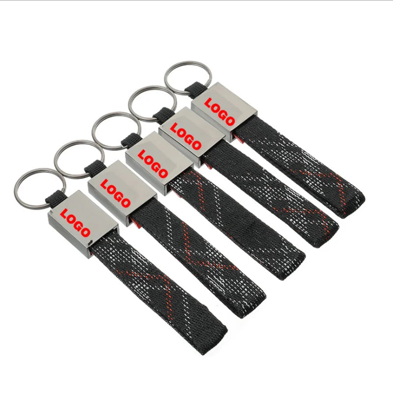 Fashion Titanium Alloy+Fabric with Scottish Tartan Keychain Key Chain Keyring Key Ring Holder for  audi Sline RS AMG BMW