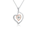 Valentine's Day 925 Sterling Silver Heart Necklace for Women Cubic Zirconia CZ Love Jewelry Gift Fine Pendant Necklaces