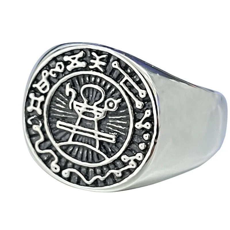 Custom Fashion Jewelry Rings High Polished Simple 12 Zodiac Statement Stainless Steel Ring for Men Size 7-14