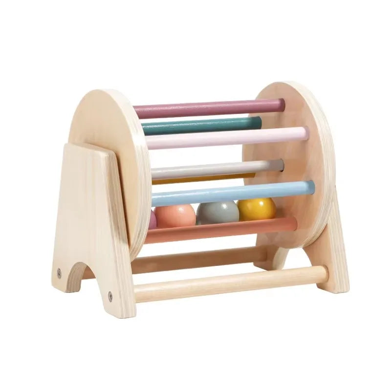 Montessori Children Wooden Desktop Spinning Drum Early Educational Musical Rattle Sensory Teaching Aids Toys for Girls
