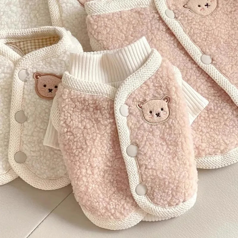 Autumn Winter Cute Pet Clothes for Dogs Cats Coat Warm Clothing for Puppy Kitty Jacket Cardigan Shirt Set Dog Sweaters