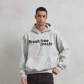 Break Free CONSTR Patchwork Design Gris Jaspe Oversize Boxy Fit Men's Winter Hoodie Embroidered Screen Printed Heavyweight 90's