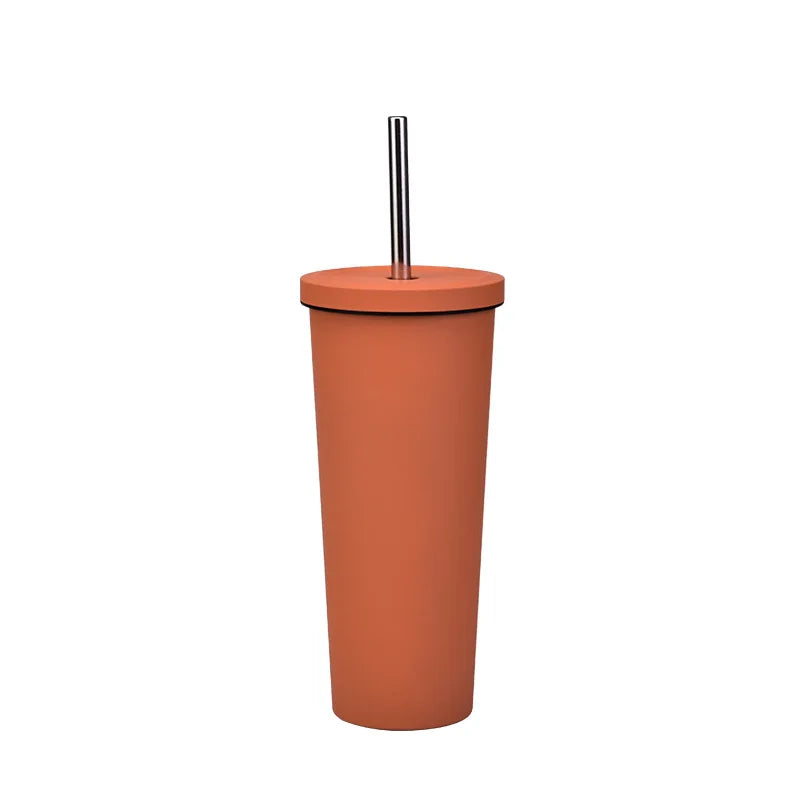 Insulated Stainless Steel Vacuum Flask Travel Coffee Mug Classic Design Lid Straw Office Cup 500ml/750ml 0-6 Hours Back School