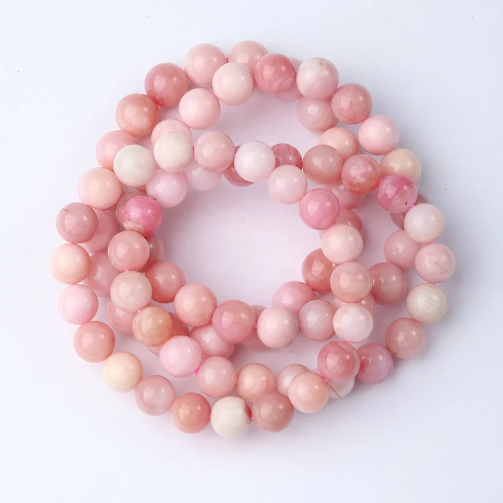 JSES A++ Natural Australia Pink Opal Beads 7-10mm Bracelet Loose Gem Stone Beads for Jewelry Making DIY Accessories