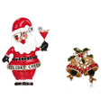 New Arrival Christmas Santa and Christmas Tree Brooch - Festive Jingle Bell Lapel Pin
