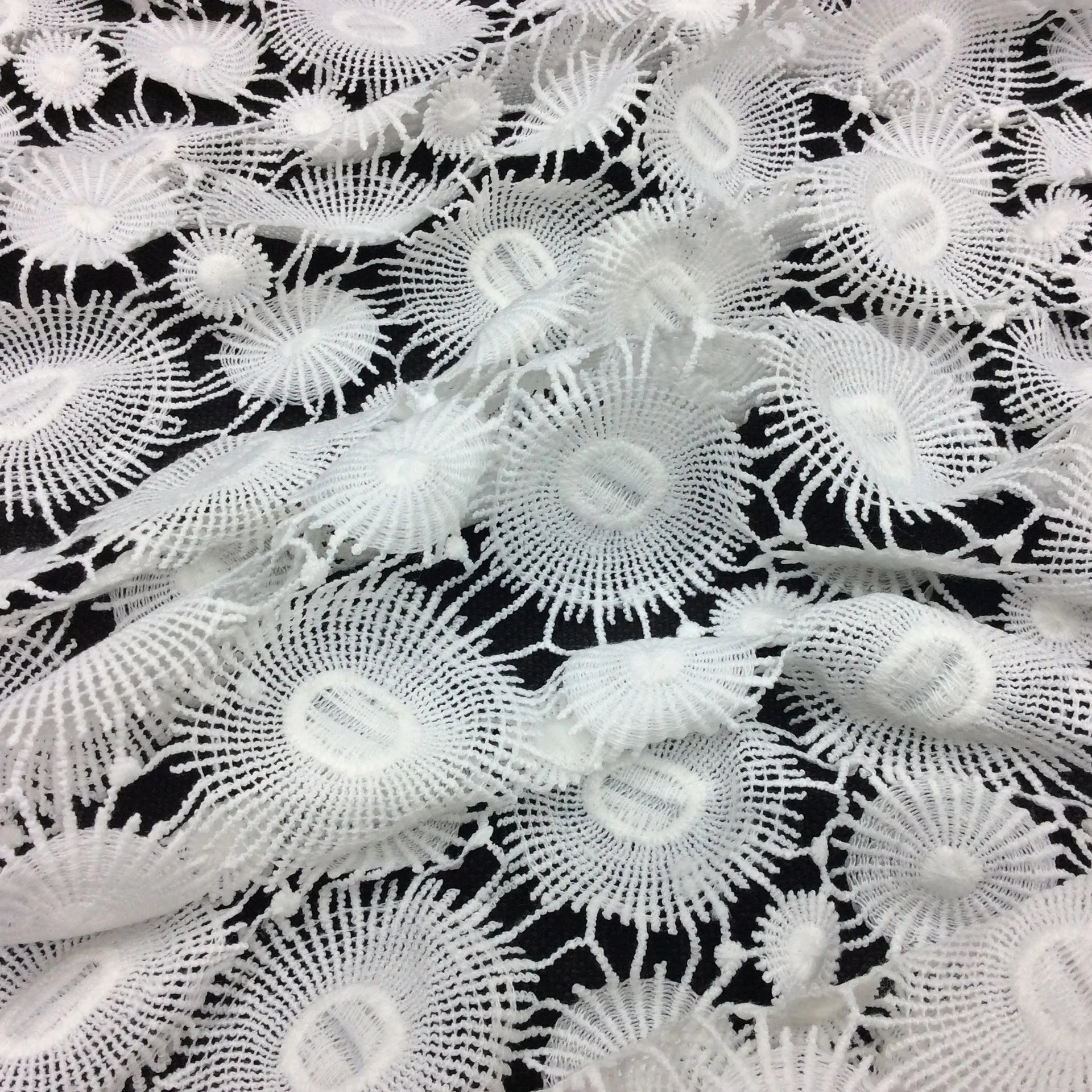 Elegant Swiss White Cotton Design Bridal Guipure Peruvian Dress Lace Fabric