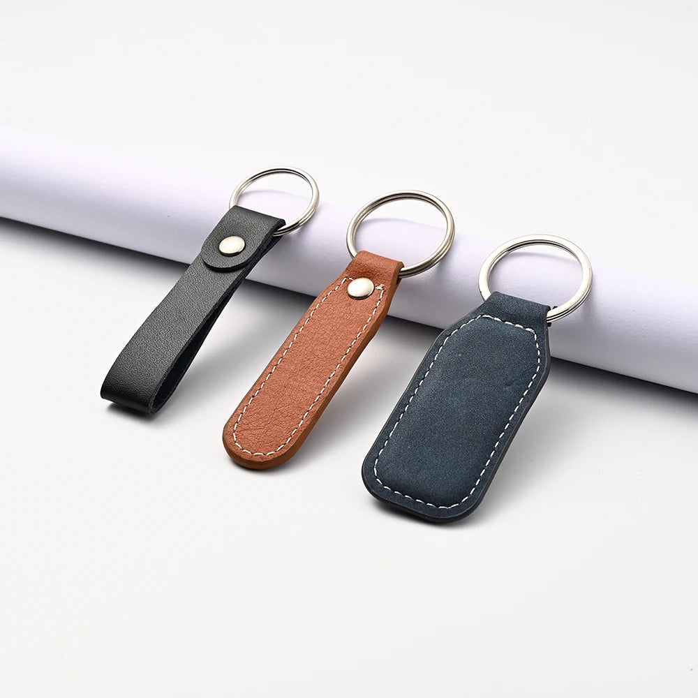 Personalized Key Holder Engravable Ring Blanks Chain Key Accessories Porta Chaves Luxury Leather Key Chains Ring Keychains