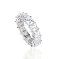 Iced Out Stocks Fine Jewelry Moissanite Tennis Rings 925 Sterling Silver Princess Shape 5*5mm Moissanite Rings Hip Hop Jewelry