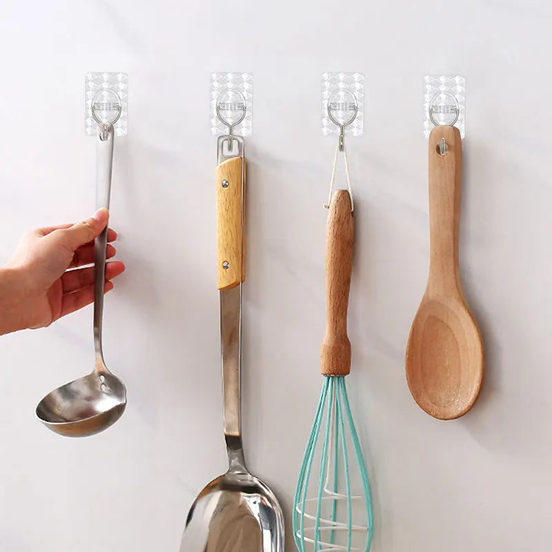Greatbuy Customizable Stainless Steel Transparent Hook Strong Self-Adhesive Wall-Mounted Plastic Hook for Kitchen Bathroom Use