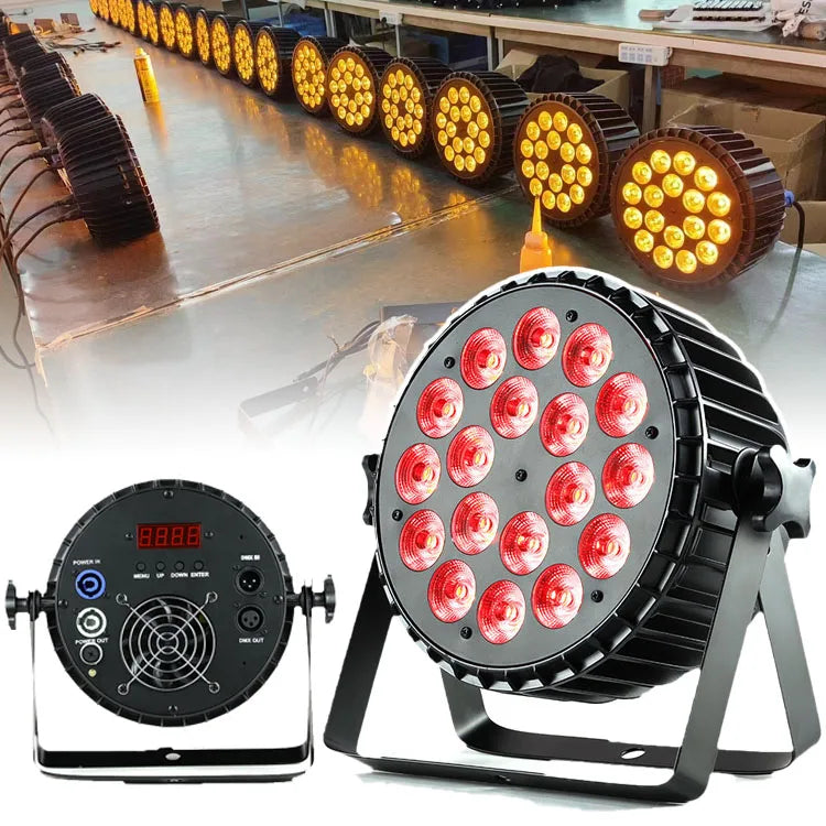 DMX Wall Wash Light Spot Stage Lights Flat RGBWY+UV 18x12w Par Lighting for Theater DJ Party Club