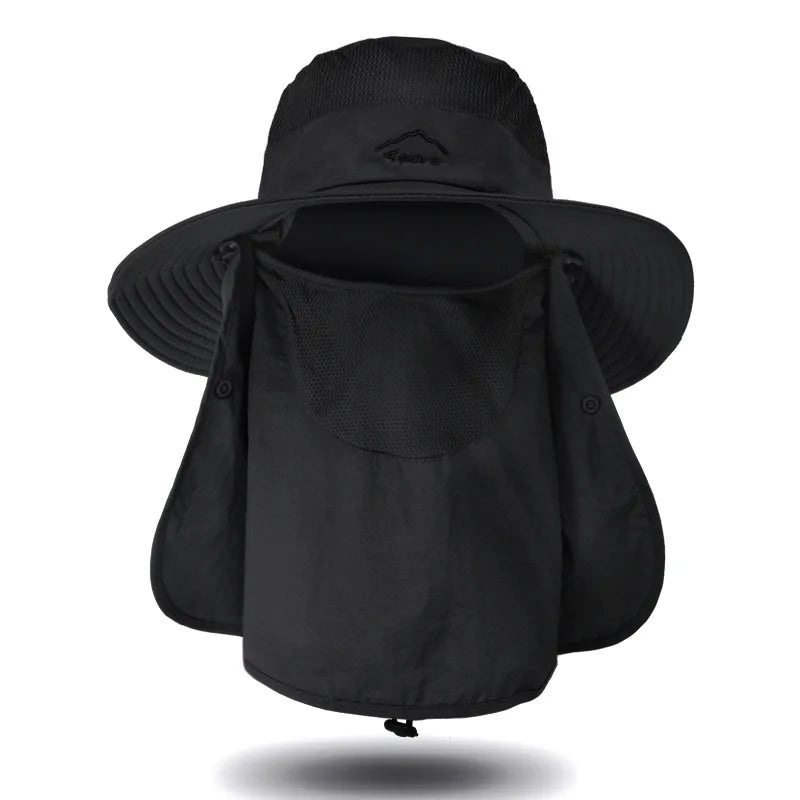Wholesale Polyester Wide Brim Fishing Casual Bucket Fisherman Hats Neck Flap Safety String Adjustable Quick-Drying Unisex Adults MegaBDM