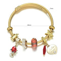 Customized 18K Gold Plated Stainless Steel Iced Out Women Brand Bangle Charms Jewelry Bracelet Bangle