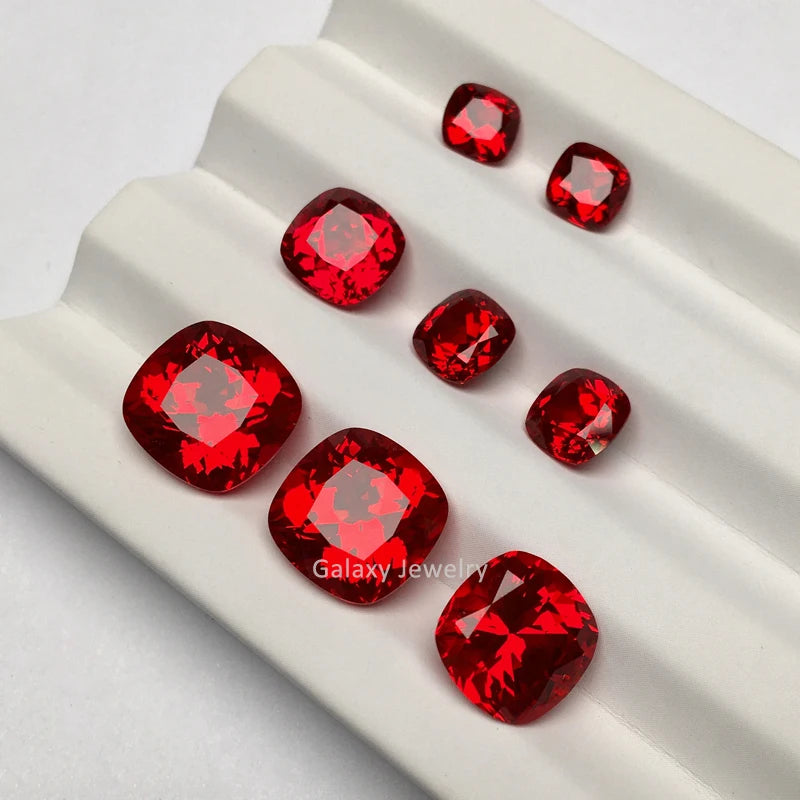 Wholesale Lab Pigeon Blood Red Ruby Synthetic Gemstone 0.5ct 1ct 1.5ct Loose Cushion Cut Ruby for Jewelry Making