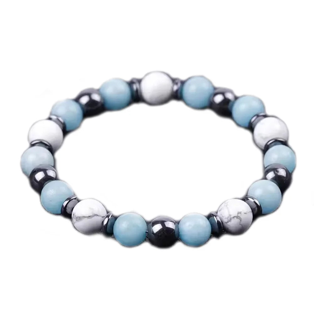 Wholesale Lover Black White Stone Beads Bracelet Men Turquoise Buddha Handmade Hematite Bracelets Summer Women Jewelry Gift