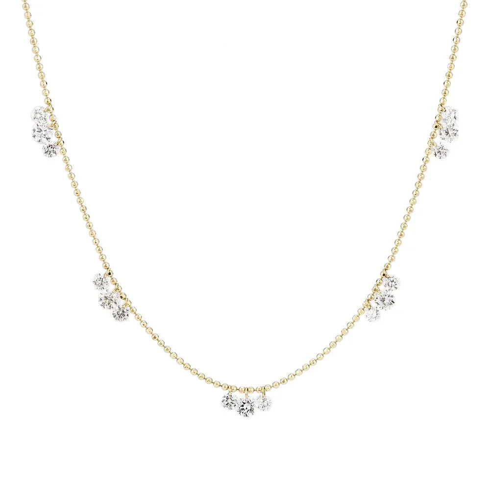 Laser Holed Diamond Necklace Round Brilliant Cut 1 Carat Yellow Gold 14k Gold Lab Diamond Earring Wholesalers