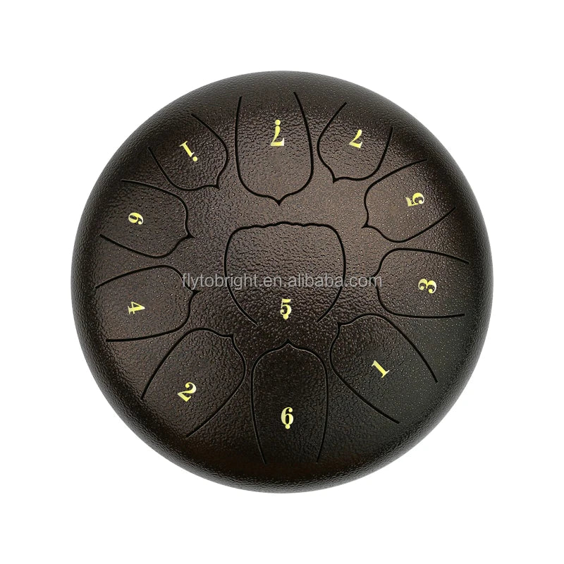 High Quality White 6 Inch (15cm) 11Note Metal Carbon Steel Brown OEM Brand Tongue Drum C Major 0.8kg