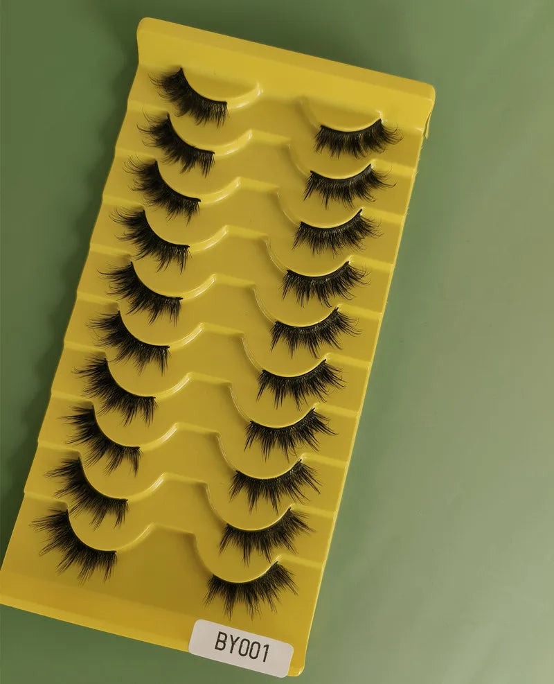 False Eyelashes Natural Half Lashes Wispy Faux Mink Lashes DIY Light Weight Invisible Band Cat Eye Lash