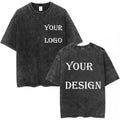 Unisex Cotton Washed T-Shirt Casual Style DIY Fashion Knitted Fabric Letter Pattern Customized Silk Screen Printing O-Neck Short