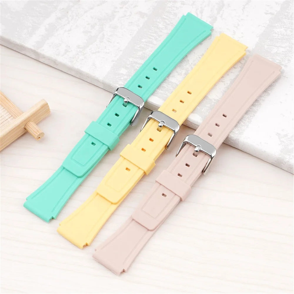 Colorful Silicone Wrist Band Bracelet Accessories 18mm Watch Strap for   F-91W/F84/F105/108 A-158/168 AE-1200/1300