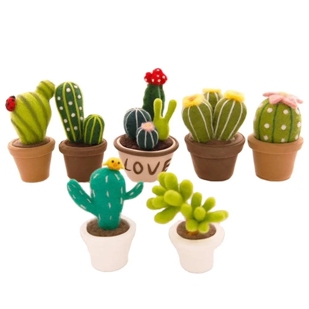 2026 Customized Succulent Plants Wool Felt Private Label Logo Packing DIY Crafts Novelty Gifts  Needle Felting Beginner Kit