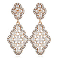 New Trendy Hollowout  Women Fashion Metal Gold Plated Imitation Pearl Jewelry Drop Earrings Woman
