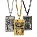 Fashion Hot Sale Stainless Steel Tarot Cards Square Pendant Necklace Chic the Lovers Amulet Couple Men Women Necklace