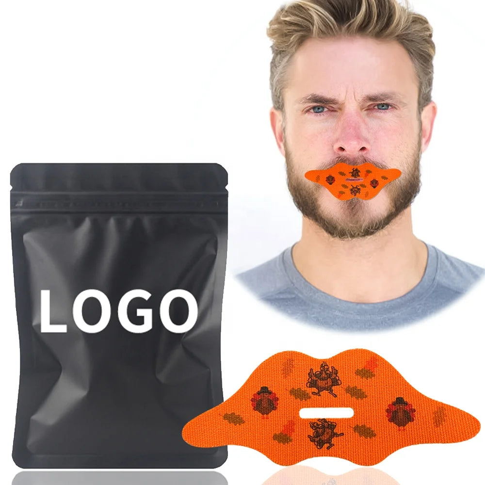 CSX Hypoallergenic Rayon Logo Mouth Tape and Nasal Strips 30 Pack Adhesive Sticker for Sleep for Sleepers