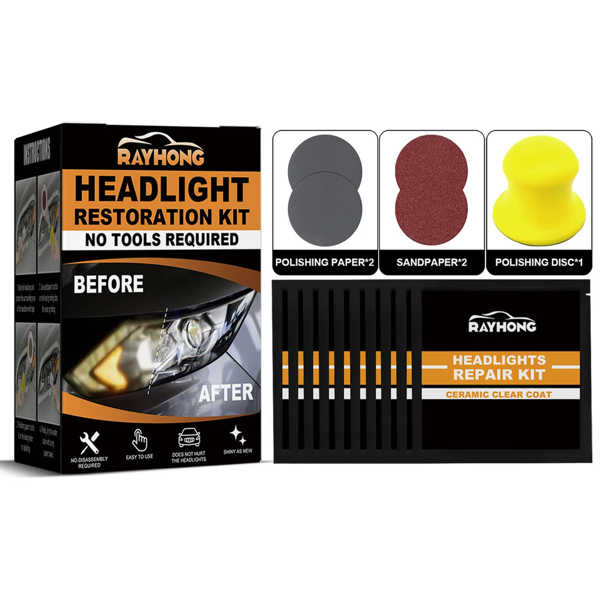 New Arrival Rayhong Car Ceramic Headlamp Repair Kit Scratches Polishing Renovation Brightening Lamp Cover Repair