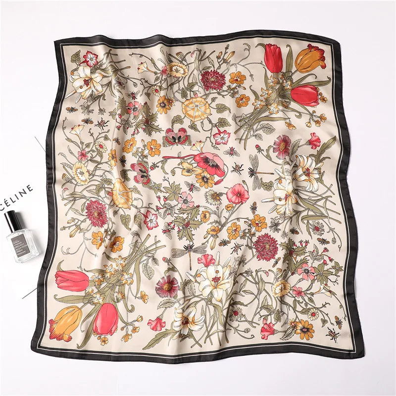 27" Square Silk Like Head Scarf  Women's Fashion Silk Feeling Scarf for Hair Wrapping and Sleeping at Night
