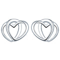 Custom Exquisite Women Wedding Luxury Designer Trendy Anniversary Party Gift Sterling Silver Stud Double Heart Earrings