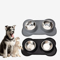 Wholesale Detachable Placemat Double Pet Bowls with Silicone Stand Feed Bowl
