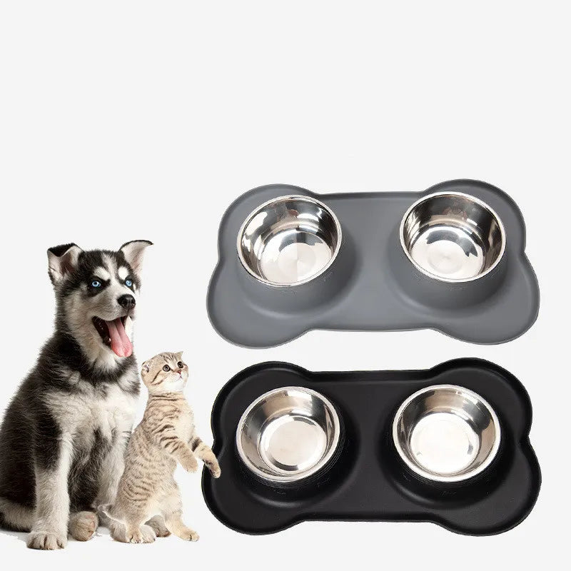 Wholesale Detachable Placemat Double Pet Bowls with Silicone Stand Feed Bowl