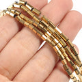 Wholesale Hexagonal Cylinder Shape 3/5MM Gold Plated Hematite Stone Beads for Jewelry Making DIY Accessory