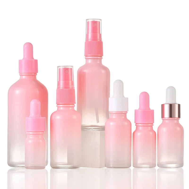 2025 Summer Gradient Fine Mist Liner Perfume Bottle Summer Spray Glass Pink Bottle Wholesale Cosmetic Glass Bottles Dropper