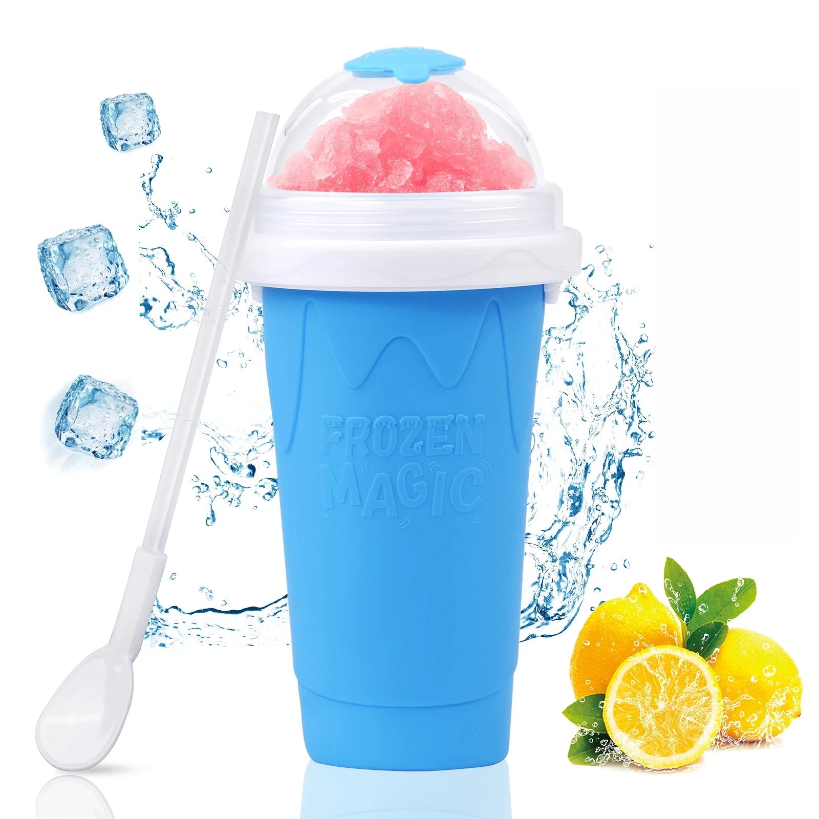 Homemade Portable Smoothie Mug Ice Cream Maker Frozen Magic Double Layer Squeeze Freeze Slushie Maker Cups for Juices Quick