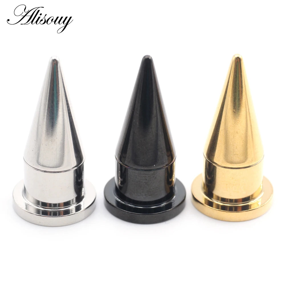 Wholesale Stainless Steel Spike Ear Plug Expander Stretchers Taper Tunnel Gauges 2 in 1 Screw Earring Piercing Body Jewelry