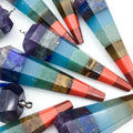 Natural 7 Chakra Hexagonal Cone Crystal Pendant Reiki Jewelry Making for Children for Adding Color & Energy