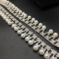 SINRONG Wholesale 8mm ABS Rhinestones Pearl Tassel Rhinestone Chain with Inlaid Decorative Welding for Wedding Dresses Clothes